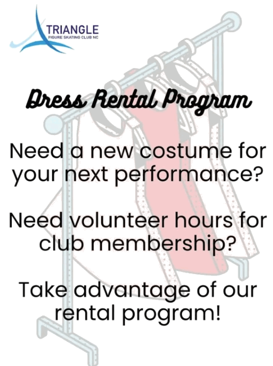 Dress Rental Program flyer: Need a new costume for your next performance? Need volunteer hours for club membership? Take advantage of our rental program!